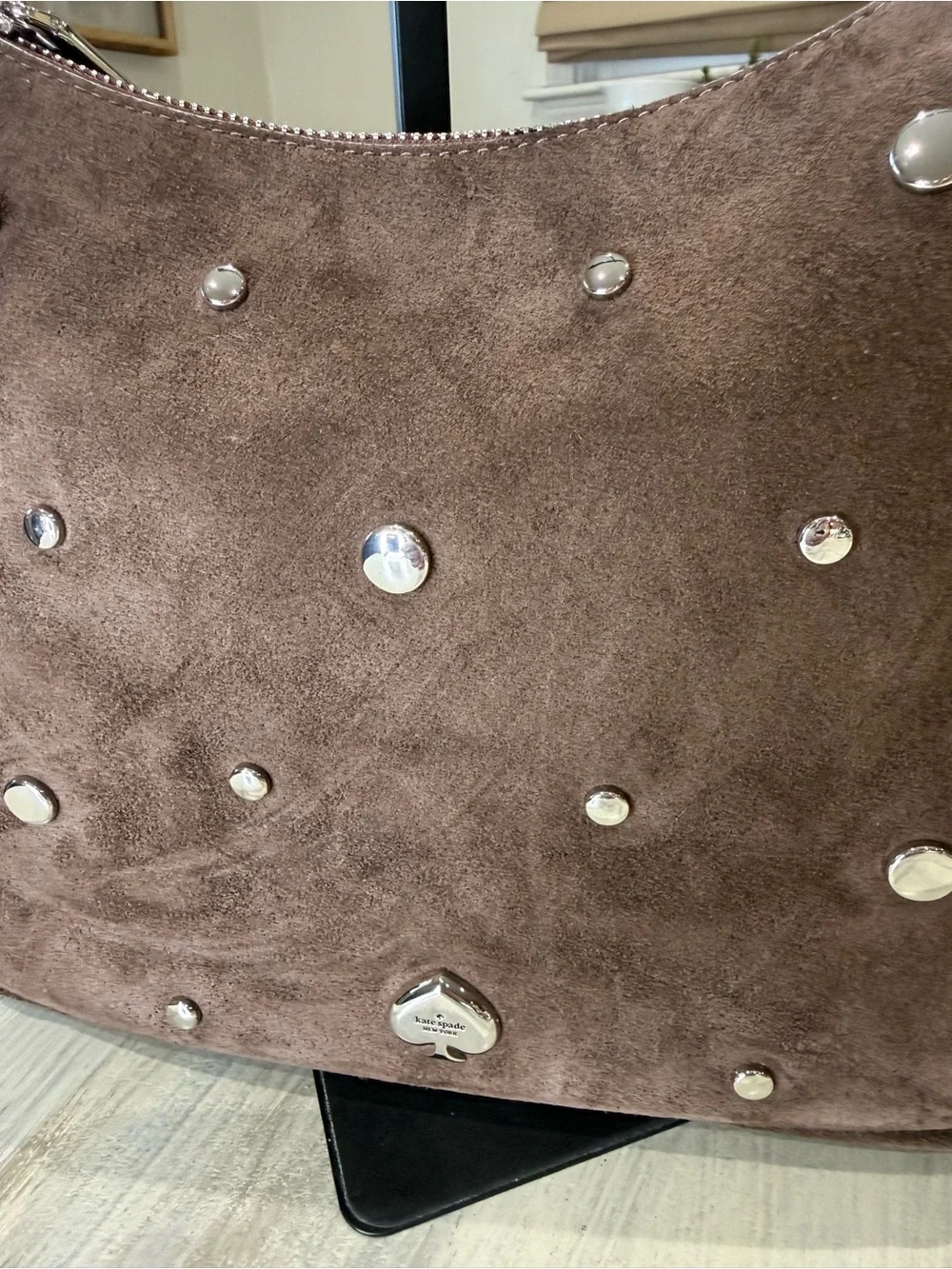 kate spade Kayla  Brown Studded Suede Hobo/Shoulder Bag